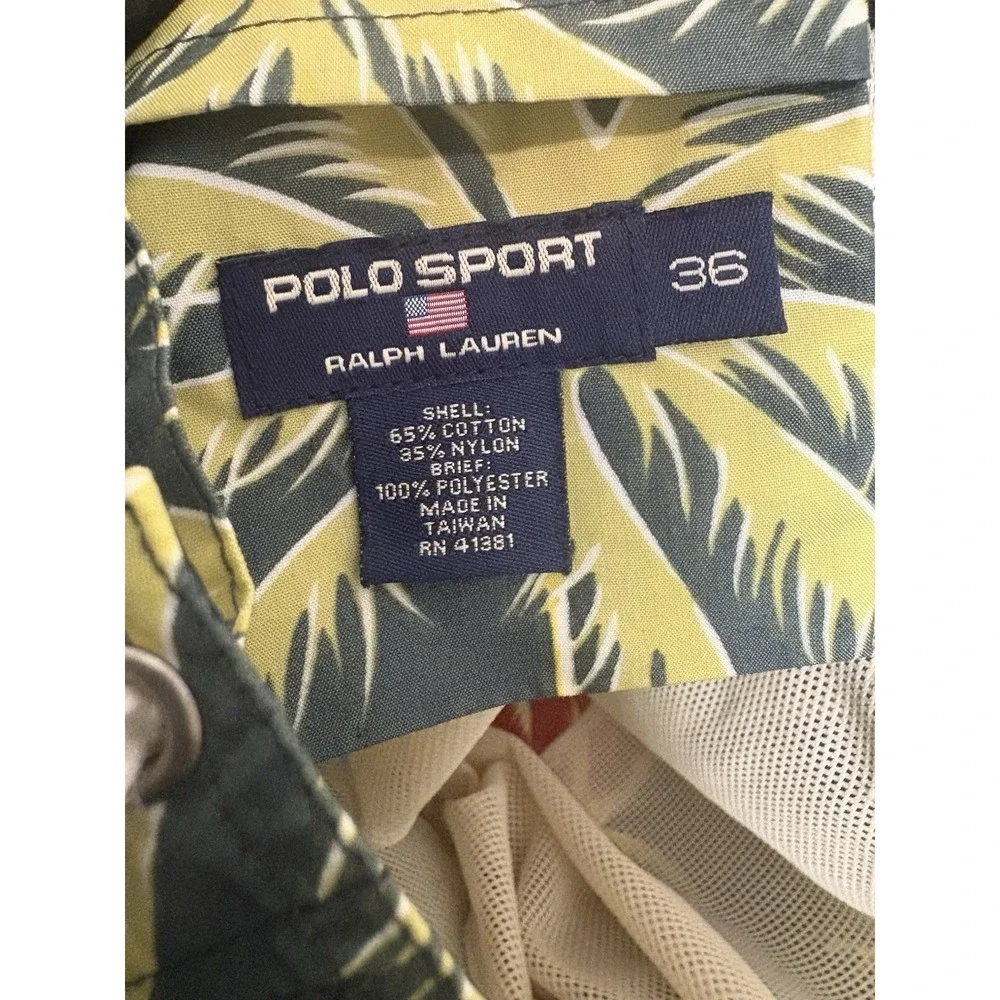 Ralph Lauren Sport Swim trunks 38x7 Green Red Yellow Palm Trees Beach Preppy